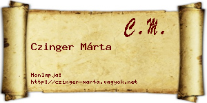 Czinger Márta névjegykártya